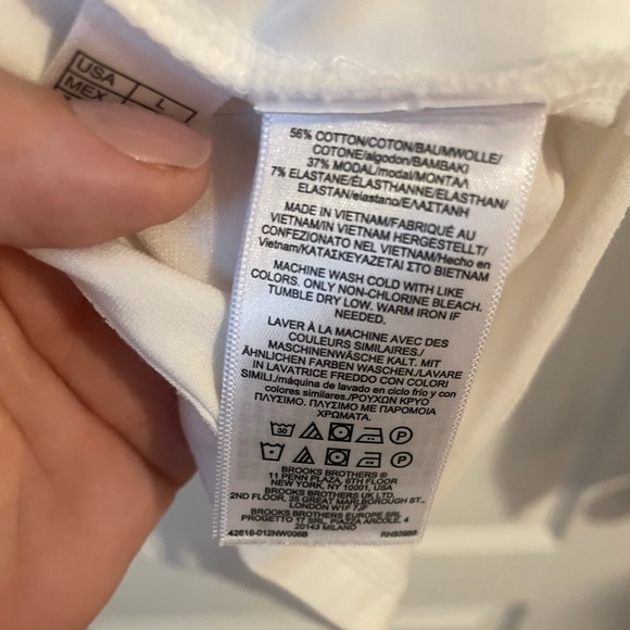 Brooks Brothers White Modal Ruffle Long Sleeve Top Size Large - Picture 4 of 4